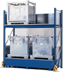 Denios - 385 Gal Sump Capacity, Steel IBC Tote Rack - 126" Long x 54" Wide x 120" High, 10,000 Lb Capacity, 4 Totes - Caliber Tooling