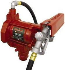 Tuthill - 20 GPM, 3/4" Hose Diam, AC Tank Pump with Manual Nozzle - 1-1/4" Inlet, 3/4" Outlet, 115 Volts, 12' Hose Length, 1/3 hp - Caliber Tooling