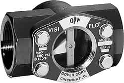 OPW Engineered Systems - 1-1/2 Inch, Carbon Steel, Visi-Flo Sight Flow Indicator - 200 Max psi, 5-1/4 Inch Overall Length - Caliber Tooling