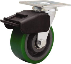 Hamilton - 5" Diam x 2" Wide x 6-1/2" OAH Top Plate Mount Swivel Caster - Polyurethane Mold onto Cast Iron Center, 850 Lb Capacity, Precision Ball Bearing, 4 x 4-1/2" Plate - Caliber Tooling