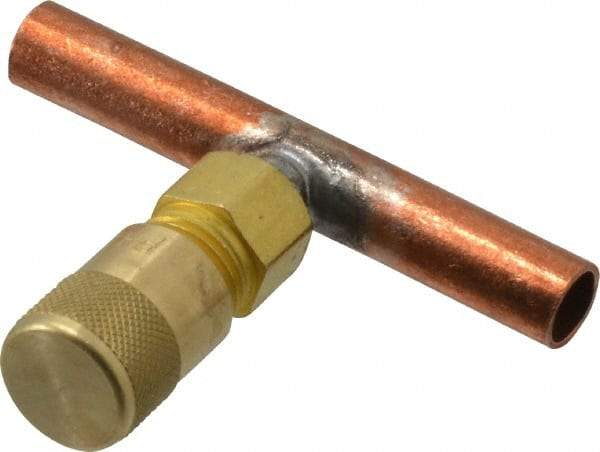 Parker - 500 Max psi, 1/4 Tube OD, Solder Tee Access Valve - Brass - Caliber Tooling