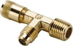 Parker - 1/8-27 Male Pipe, 500 Max psi, 1/4" Tube OD, Forged Male Run Tee Access Valve - Brass - Caliber Tooling