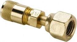 Parker - 500 Max psi, 1/4 Tube OD, Flare Swivel Nut Connector Access Valve - Brass - Caliber Tooling