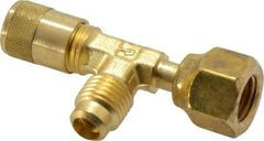 Parker - 500 Max psi, 1/4 Tube OD, Forged Flared Female Run Swivel Tee Access Valve - Brass - Caliber Tooling