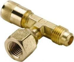 Parker - 500 Max psi, 1/4 Tube OD, Forged Flare Female Branch Tee Access Valve - Brass - Caliber Tooling