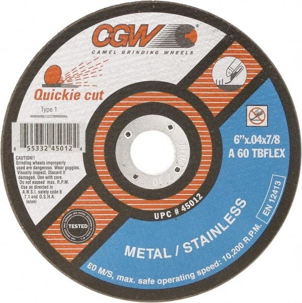 Camel Grinding Wheels - 7" 60 Grit Silicon Carbide Cutoff Wheel - 1/16" Thick, 7/8" Arbor, 8,500 Max RPM - Caliber Tooling