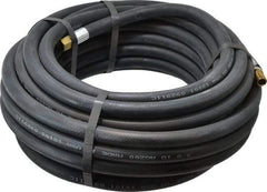 Alliance Hose & Rubber - 3/8" ID x 23/32" OD 50' Long Multipurpose Air Hose - MNPT x FNPT(Swivel) Ends, 200 Working psi, -40 to 190°F, 1/4" Fitting, Black - Caliber Tooling