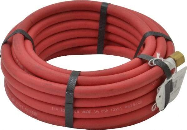 Alliance Hose & Rubber - 1/4" ID x 1/2" OD 25' Long Multipurpose Air Hose - MNPT x FNPT(Swivel) Ends, 200 Working psi, -40 to 190°F, 1/4" Fitting, Red - Caliber Tooling