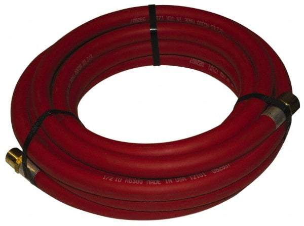 Alliance Hose & Rubber - 1-1/2" ID x 1-1/2" OD 25' Long Multipurpose Air Hose - MNPT x FNPT(Swivel) Ends, 150 Working psi, -40 to 190°F, 1-1/2" Fitting, Red - Caliber Tooling