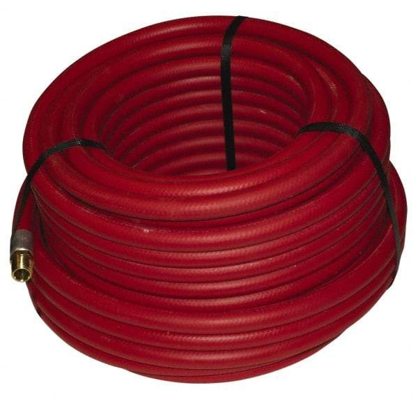 Alliance Hose & Rubber - 1/2" ID x 27/32" OD 100' Long Multipurpose Air Hose - MNPT x FNPT(Swivel) Ends, 300 Working psi, -40 to 190°F, 1/2" Fitting, Red - Caliber Tooling