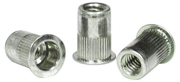 RivetKing - #6-32, 0.08 to 0.13" Grip, 17/64" Drill, Aluminum Standard Rivet Nut - Uncoated, Countersunk Head - Caliber Tooling