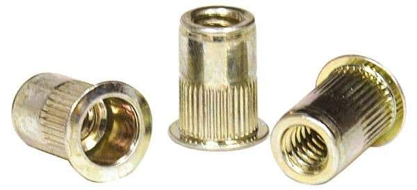 RivetKing - #8-32, 0.02 to 0.08" Grip, Steel Standard Rivet Nut - Zinc Yellow Dichromate Finish, Countersunk Head - Caliber Tooling