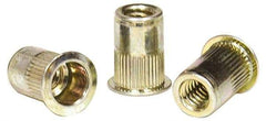 RivetKing - #6-32, 0.08 to 0.13" Grip, Steel Standard Rivet Nut - Zinc Yellow Dichromate Finish, Countersunk Head - Caliber Tooling