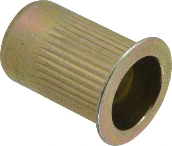 RivetKing - 0.13 to 0.225" Grip, Steel Standard Rivet Nut - Zinc Yellow Dichromate Finish, Countersunk Head - Caliber Tooling