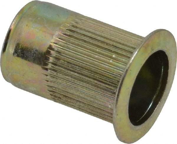 RivetKing - 0.13 to 0.225" Grip, Steel Standard Rivet Nut - Zinc Yellow Dichromate Finish, Countersunk Head - Caliber Tooling