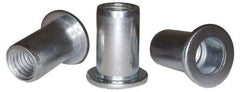 RivetKing - #10-32, 0.13 to 0.18" Grip, 1/4" Drill, Aluminum Standard Rivet Nut - Uncoated, Round Head - Caliber Tooling