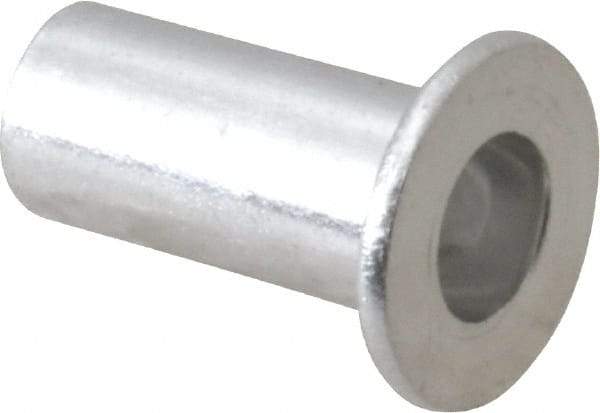 RivetKing - #10-32, 0.01 to 0.08" Grip, 1/4" Drill, Aluminum Standard Rivet Nut - Uncoated, Round Head - Caliber Tooling