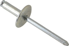 RivetKing - Size 8-14 Dome Head Steel Flush on Both Sides Blind Rivet - Steel Mandrel, 3/4" to 7/8" Grip, 5/8" Head Diam, 0.255" Min Hole Diam, 0.695" Length Under Head, 1/4" Body Diam - Caliber Tooling