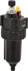 Parker - 3/8" NPT, 250 Max psi Intermediate Micro Mist Lubricator - Metal Bowl with Sight Glass, Zinc Body, 60 CFM, 175°F Max Temp, 2.81" Wide x 7.82" High - Caliber Tooling