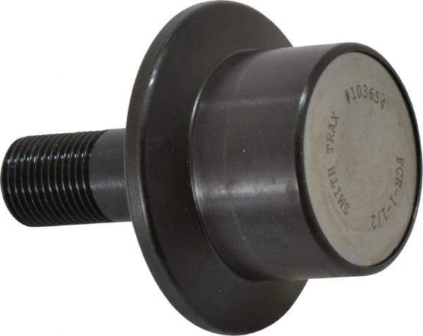 Accurate Bushing - 1-1/2" Roller Diam x 1-3/16" Width, 5/8" Stud Diam x 1-1/2" Length, Flanged Load Roller - Steel, 3/4" Thread Length, 5/8-18 Thread, 2,520 Lb Dynamic Cap, 1,370 Lb Static Cap - Caliber Tooling