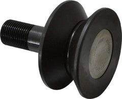 Accurate Bushing - 2-1/2" Roller Diam x 1-5/16" Width, 3/4" Stud Diam x 1-3/4" Length, V Guide Roller - Steel, 7/8" Thread Length, 3/4-16 Thread, 2,760 Lb Dynamic Cap, 1,100 Lb Static Cap - Caliber Tooling