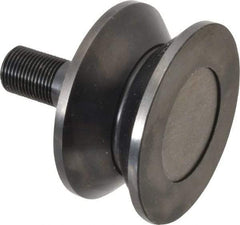 Accurate Bushing - 3-1/2" Roller Diam x 1-11/16" Width, 7/8" Stud Diam x 2" Length, V Guide Roller - Steel, 1-1/8" Thread Length, 7/8-14 Thread, 3,490 Lb Dynamic Cap, 2,000 Lb Static Cap - Caliber Tooling