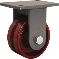 Hamilton - 6" Diam x 2-3/4" Wide, Iron Rigid Caster - 2,500 Lb Capacity, Top Plate Mount, 5-1/4" x 7-1/4" Plate, Tapered Roller Bearing - Caliber Tooling