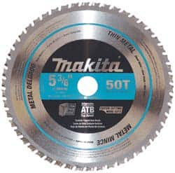 Makita - 5-3/8" Diam, 5/8" Arbor Hole Diam, 50 Tooth Wet & Dry Cut Saw Blade - Carbide-Tipped, General Purpose Action, Standard Round Arbor - Caliber Tooling