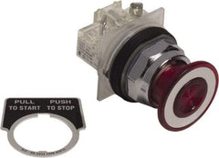 Schneider Electric - 30mm Mount Hole, Extended Mushroom Head, Pushbutton Switch Only - Round, Red Pushbutton, Nonilluminated, Maintained (MA), On-Off - Caliber Tooling