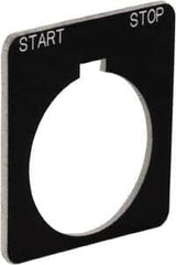 Schneider Electric - Square, Plastic Legend Plate - Start-Stop - Black Background, White Letters, 1.22 Inch Hole Diameter, 1-3/4 Inch Square - Caliber Tooling