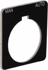 Schneider Electric - Square, Plastic Legend Plate - Manual-Auto - Black Background, White Letters, 1.22 Inch Hole Diameter, 1-3/4 Inch Square - Caliber Tooling