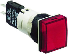 Schneider Electric - 12-24 VAC/VDC Red Lens LED Pilot Light - Square Lens, Quick Connect Connector, 18mm Wide, Vibration Resistant - Caliber Tooling