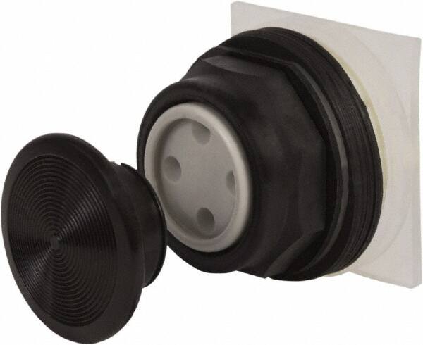 Schneider Electric - 30mm Mount Hole, Extended Straight, Pushbutton Switch Only - Black Pushbutton, Momentary (MO) - Caliber Tooling