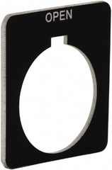 Schneider Electric - Square, Plastic Legend Plate - Open - Black Background, White Letters, 1.2 Inch Hole Diameter, 1-3/4 Inch Square - Caliber Tooling