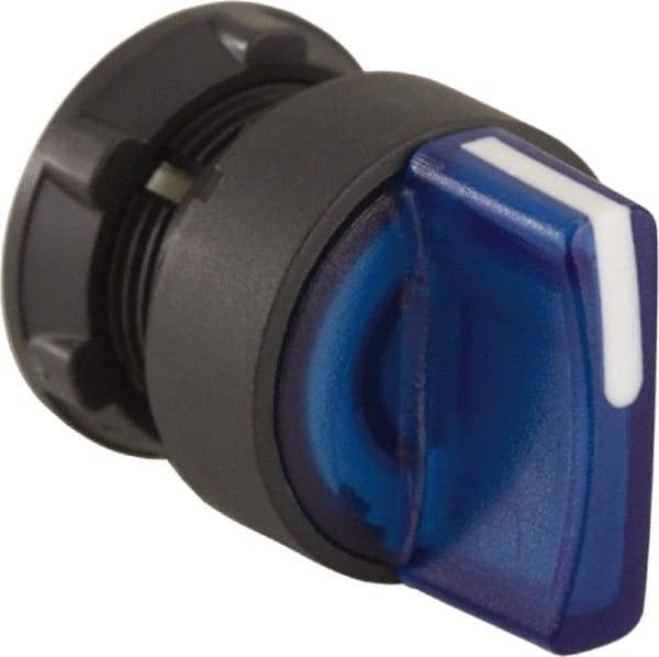 Schneider Electric - 22mm Mount Hole, 2 Position, Handle Operated, Selector Switch Only - Blue, Maintained (MA), Illuminated, Shock, Vibration and Water Resistant - Caliber Tooling