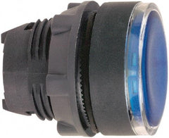 Schneider Electric - 22mm Mount Hole, Flush, Pushbutton Switch Only - Round, Blue Pushbutton, Illuminated, Momentary (MO) - Caliber Tooling