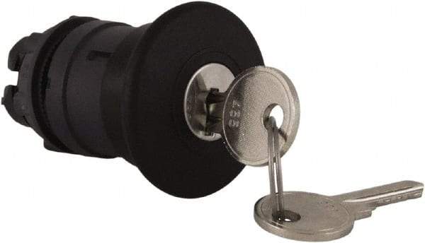 Schneider Electric - 22mm Mount Hole, Extended Mushroom Head, Pushbutton Switch Only - Round, Black Pushbutton, Nonilluminated, Maintained (MA) - Caliber Tooling