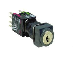 Schneider Electric - 16mm Mount Hole, Key Operated, Selector Switch - Black, Maintained (MA), NO/NC, Vibration Resistant - Caliber Tooling