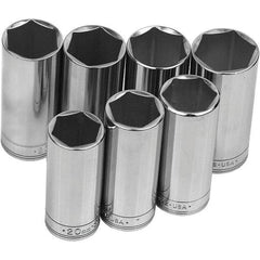 SK - 3/8" Drive Deep Socket Set - 7 to 19mm, Metric Measurement Standard - Caliber Tooling