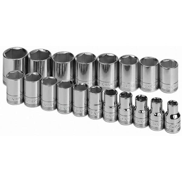 SK - 1/2" Drive Standard Socket Set - 10 to 28mm, Metric Measurement Standard - Caliber Tooling