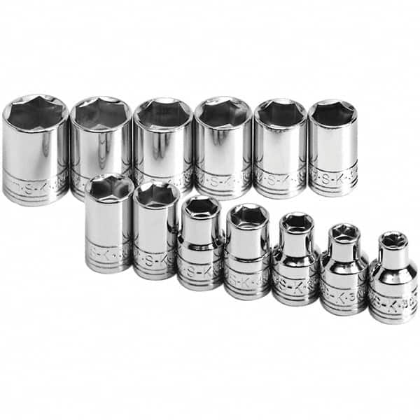 SK - 3/8" Drive Standard Socket Set - 7 to 19mm, Metric Measurement Standard - Caliber Tooling