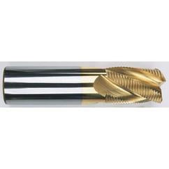 3/8" Dia. - 2-1/2" OAL - Chip Breaker-Solid CBD - TiCN-Single End Roughing End Mill - 4 FL - Caliber Tooling