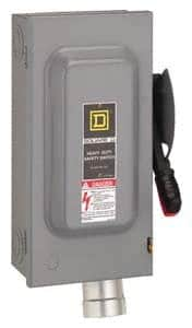 Square D - 60 Amp, 600 VAC, 3 Pole Nonfused Safety Switch - NEMA 12, 30 hp at 600 VAC (Single Phase), 60 hp at 600 VAC (Triple Phase) - Caliber Tooling