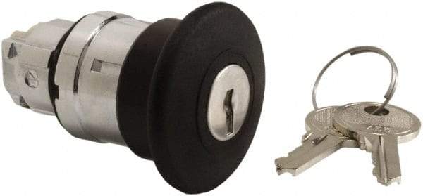 Schneider Electric - 22mm Mount Hole, Extended Mushroom Head, Pushbutton Switch Only - Round, Black Pushbutton, Nonilluminated, Maintained (MA) - Caliber Tooling