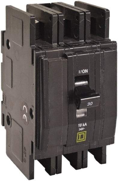 Square D - 10 Amp, 240 VAC, 3 Pole, DIN Rail Mounted, Flush Mount, Surface Mount Miniature Circuit Breaker - Thermal Magnetic Trip, 10 kA at 120/240 VAC Breaking Capacity, 14-2 (Aluminum), 14-2 (Copper) AWG, 74mm Deep x 103mm High x 19mm Wide - Caliber Tooling