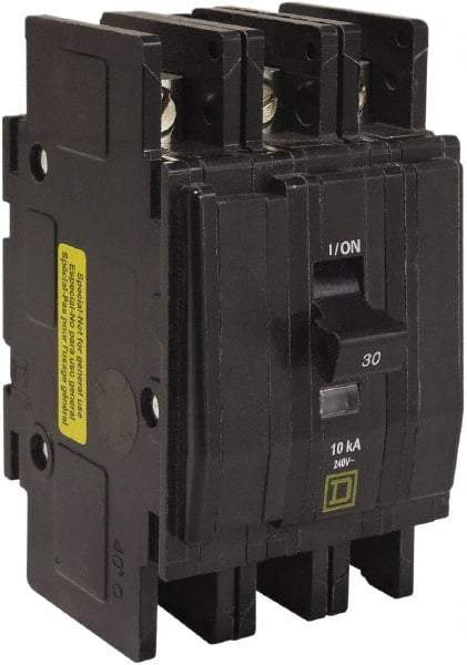 Square D - 15 Amp, 240 VAC, 3 Pole, DIN Rail Mounted, Flush Mount, Surface Mount Miniature Circuit Breaker - Thermal Magnetic Trip, 10 kA at 120/240 VAC Breaking Capacity, 14-2 (Aluminum), 14-2 (Copper) AWG, 74mm Deep x 103mm High x 19mm Wide - Caliber Tooling