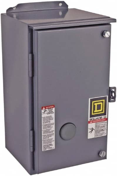 Square D - 3 Pole, 110 Coil VAC at 50 Hz and 120 Coil VAC at 60 Hz, 18 Amp NEMA Contactor - NEMA 12 Enclosure, 50 Hz at 110 VAC and 60 Hz at 120 VAC - Caliber Tooling