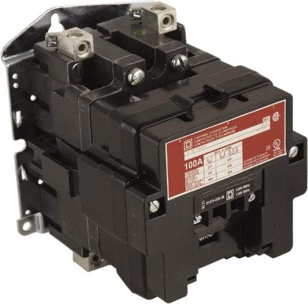 Square D - No Enclosure, 2 Pole, Electrically Held Lighting Contactor - 100 A (Tungsten), 24 VAC at 60 Hz - Caliber Tooling