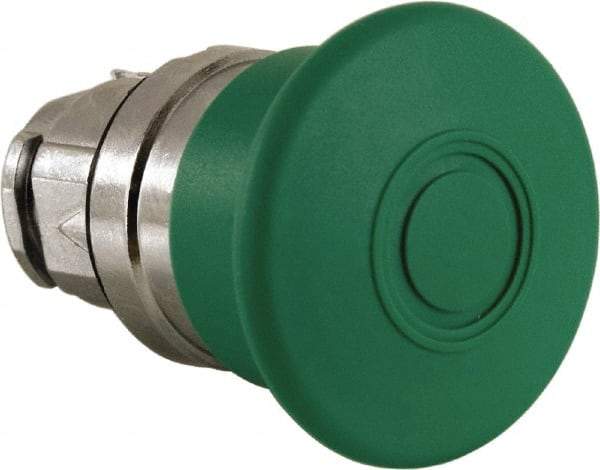 Schneider Electric - 22mm Mount Hole, Extended Mushroom Head, Pushbutton Switch Only - Round, Green Pushbutton, Nonilluminated, Maintained (MA) - Caliber Tooling