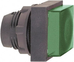 Schneider Electric - 22mm Mount Hole, Extended Straight, Pushbutton Switch Only - Square, Green Pushbutton, Illuminated, Momentary (MO) - Caliber Tooling